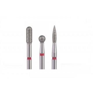Стартовий набір фрезів для тонкої кутикули в пластиковому контейнері 3 шт - SET - 2 RED (243 021R 001)