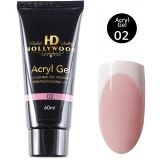 Акрил-гель для нігтів HD Hollywood Acryl Gel 02 Рожевий 60 мл