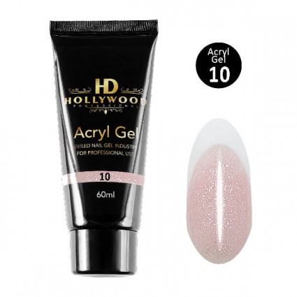Акрил-гель для нігтів HD Hollywood Acryl Gel Shimmer 10 Рожевий 60 мл