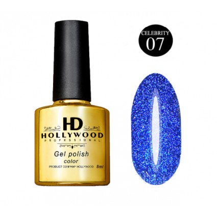 Гель-лак HD Hollywood 07 Celebrity Світловідбиваючий Синій  8 мл