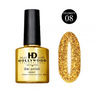 Гель-лак HD Hollywood 08 Celebrity Світловідбивний Золото 8 мл