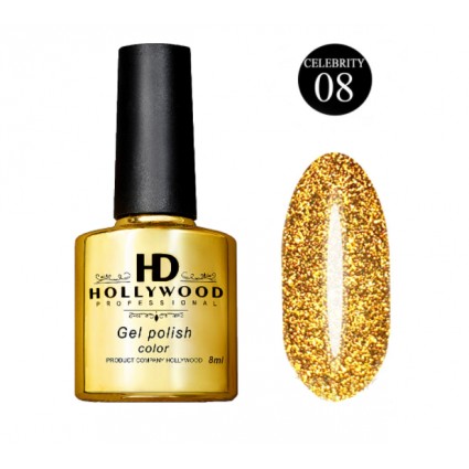Гель-лак HD Hollywood 08 Celebrity Світловідбивний Золото 8 мл