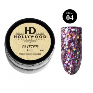 Гліттер для нігтів HD Hollywood Glitter Gel 04 Фіолетовий 8 мл