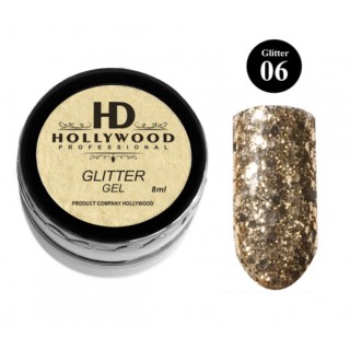 Гліттер для нігтів HD Hollywood Glitter Gel 06 Золото 8 мл