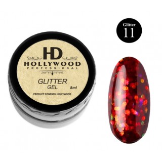Гліттер для нігтів HD Hollywood Glitter Gel 11 темно-червоний 8 мл
