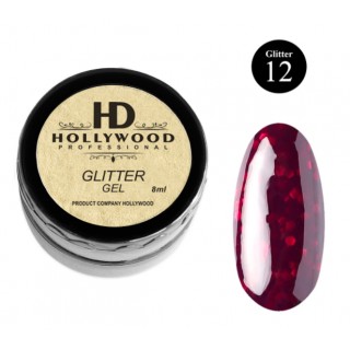 Гліттер для нігтів HD Hollywood Glitter Gel 12 Бордо 8 мл