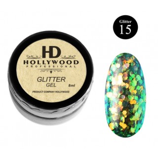 Гліттер для нігтів HD Hollywood Glitter Gel 15 Зелений 8 мл