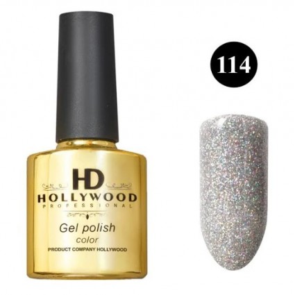 Гель лак HD Hollywood 114 Сірий Шиммер Щільний 8 мл
