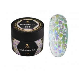 Гель-лак F.O.X Multicolor Gel 001 кольорові блискітки та шестигранники 5 мл