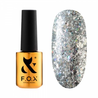 Гель-лак F.O.X gel-polish Radiance 002 срібло, з голографічними блискітками та слюдою 7 мл