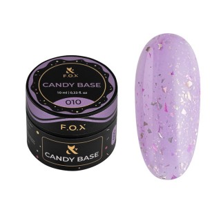 База кольорова F.O.X Base Candy 010 фіолетовий зі сріблястою та рожевою поталлю 10 мл