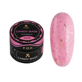 База кольорова F.O.X Base Candy 009 рожево-молочний із рожевою та золотистою поталлю 10 мл