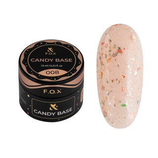 База кольорова F.O.X Base Candy 008 персиковий із золотистою поталлю 10 мл