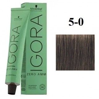 Стійка крем-фарба без аміаку Schwarzkopf Igora Zero Amm 5-0 Світло-коричневий натуральний 60 мл