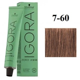Стійка крем-фарба без аміаку Schwarzkopf Igora Zero Amm 7-60 Середньо-русявий шоколадний натуральний 60 мл