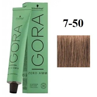 Стійка крем-фарба без аміаку Schwarzkopf Igora Zero Amm 7-50 Середній блондин золотий натуральний 60 мл