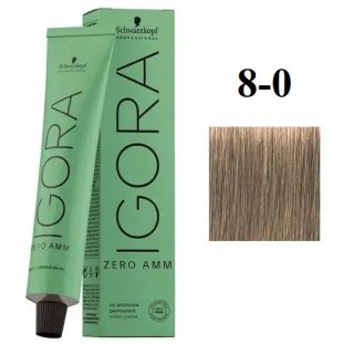 Стійка крем-фарба без аміаку Schwarzkopf Igora Zero Amm 8-0 Світлий блондин натуральний 60 мл