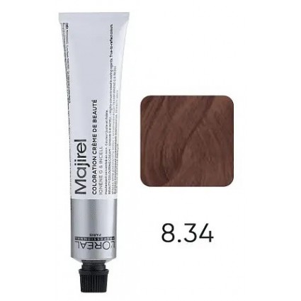 Крем-фарба для волосся L'Oreal Professionnel Majirel 8.34 Світлий блондин золотисто-мідний 50 мл Крем-фарба для волосся L'Oreal Professionnel Majirel 8.34 Світлий блондин золотисто-мідний 50 мл