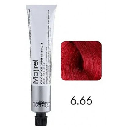 Крем-фарба для волосся L'Oreal Professionnel Majirel 6.66 Темний блондин інтенсивний червоний 50 мл Крем-фарба для волосся L'Oreal Professionnel Majirel 6.66 Темний блондин інтенсивний червоний 50 мл