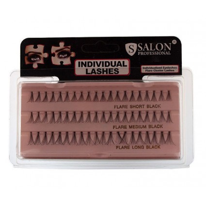 Вії в пучках Salon Professional Individual lashes short, medium, long Чорні