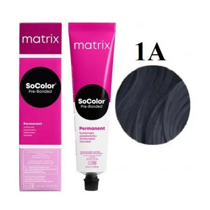 Стійка крем-фарба Matrix Socolor Pre-Bonded 1A Чорний попелястий 90 мл