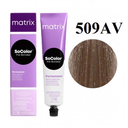 Стійка крем фарба Matrix SOCOLOR Pre-Bonded Extra Coverage 509AV світлий блондин попелястий 90 мл