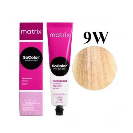 Стійка крем-фарба Matrix Socolor Pre-Bonded 9W Дуже світлий блондин теплий 90 мл