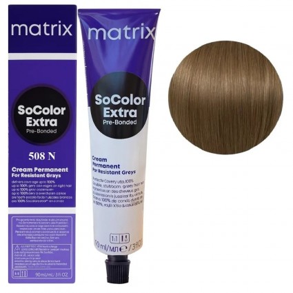 Стійка крем фарба Matrix SOCOLOR Pre-Bonded Extra Coverage 508N світлий блондин 90 мл Стійка крем фарба Matrix SOCOLOR Pre-Bonded Extra Coverage 508N світлий блондин 90 мл