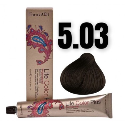 Стійка крем-фарба Farmavita Life Color Plus 5.03 Теплий світло-каштановий 100 мл Стійка крем-фарба Farmavita Life Color Plus 5.03 Теплий світло-каштановий 100 мл
