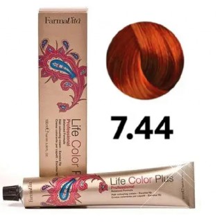 Стійка крем-фарба Farmavita Life Color Plus 7.44 Блондин насичений мідний 100 мл