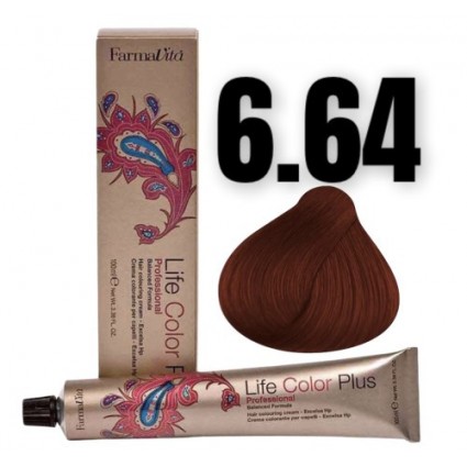 Стійка крем-фарба для волосся Farmavita Life Color Plus 6.64 Темний блондин мeднo-крапковий 100 мл