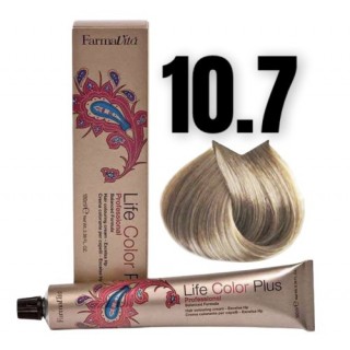 Стійка крем-фарба Farmavita Life Color Plus 10.7 Дуже світлий блондин коричневий кашемір 100 мл
