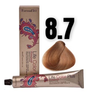 Стійка крем-фарба Farmavita Life Color Plus 8.7 Блондин коричневий кaшeмip 100 мл