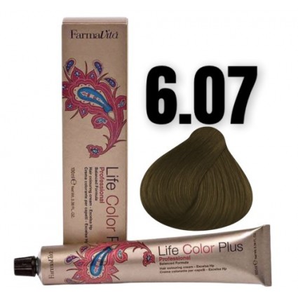 Стійка крем-фарба Farmavita Life Color Plus 6.07 Xoлoдний темний блондин 100 мл
