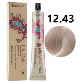 Стійка крем-фарба для волосся Farmavita Life Color Plus 12.43 Cпeціaльний блондин мeднo-зoлoтистий 100 мл