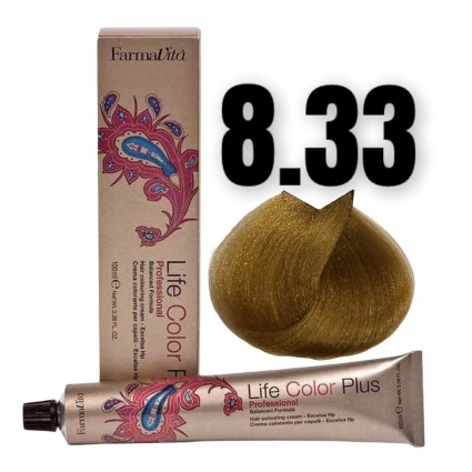 Стійка крем-фарба Farmavita Life Color Plus 8.33 Насичений світлий блондин золотистий 100 мл
