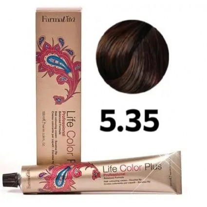 Стійка крем-фарба Farmavita Life Color Plus 5.35 Світло-каштановий шоколадний 100 мл Стійка крем-фарба Farmavita Life Color Plus 5.35 Світло-каштановий шоколадний 100 мл