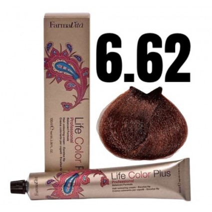 Стійка крем-фарба Farmavita Life Color Plus 6.62 Темний блондин фіолетово-червоний100 мл
