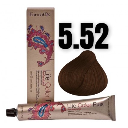 Стійка крем-фарба Farmavita Life Color Plus 5.52 Світло-каштановий шоколадний червоне дерево 100 мл Стійка крем-фарба Farmavita Life Color Plus 5.52 Світло-каштановий шоколадний червоне дерево 100 мл
