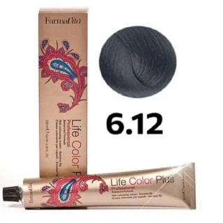 Стійка крем-фарба Farmavita Life Color Plus 6.12 Темний блондин попелясто-переламутровий 100 мл