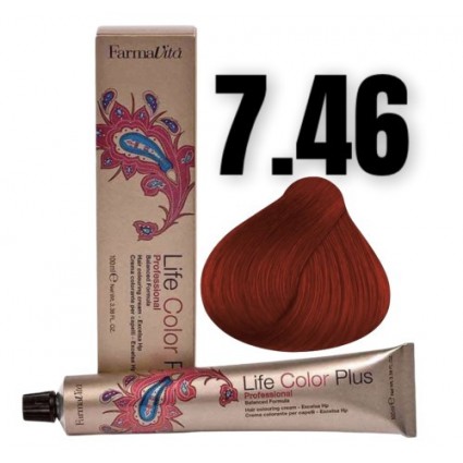 Стійка крем-фарба Farmavita Life Color Plus 7.46 Блондин мідно-червоний 100 мл Стійка крем-фарба Farmavita Life Color Plus 7.46 Блондин мідно-червоний 100 мл