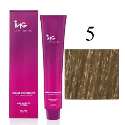 Крем-фарба для волосся безаміачна ING Professional Colouring Cream No Ammonia 5 Світло-каштановий 100 мл Крем-фарба для волосся безаміачна ING Professional Colouring Cream No Ammonia 5 Світло-каштановий 100 мл