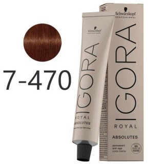 Фарба для сивого волосся Schwarzkopf Igora Absolutes 7-470 Середньо-русявий бежевий мідний натуральний 60 мл