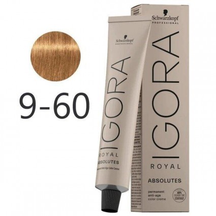 Фарба для сивого волосся Schwarzkopf Igora Absolutes 9-60 Екстра світлий блондин шоколадний натуральний 60 мл