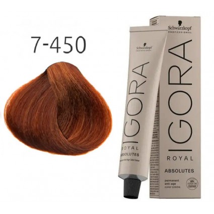 Фарба для сивого волосся Schwarzkopf Igora Absolutes 7-450 Середньо-русявий бежевий золотий 60 мл