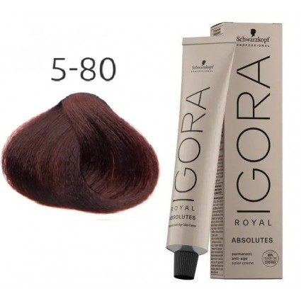 Фарба для сивого волосся Schwarzkopf Igora Absolutes 5-80 Світло-коричневий червоний натуральний 60 мл Фарба для сивого волосся Schwarzkopf Igora Absolutes 5-80 Світло-коричневий червоний натуральний 60 мл