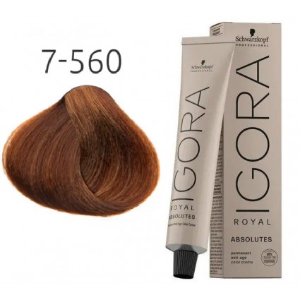 Фарба для сивого волосся Schwarzkopf Igora Absolutes 7-560 Середньо-русявий золотистий шоколадний 60 мл
