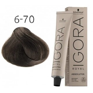Фарба для сивого волосся Schwarzkopf Igora Absolutes 6-70 Темно-русявий мідний натуральний 60 мл