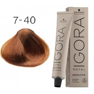 Фарба для сивого волосся Schwarzkopf Igora Absolutes 7-40 Середньо-русявий натуральний бежевий 60 мл