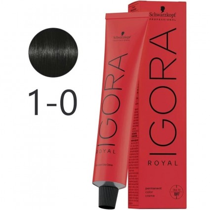 Крем-фарба для волосся Schwarzkopf Igora Royal 1-0 Чорний 60 мл Крем-фарба для волосся Schwarzkopf Igora Royal 1-0 Чорний 60 мл